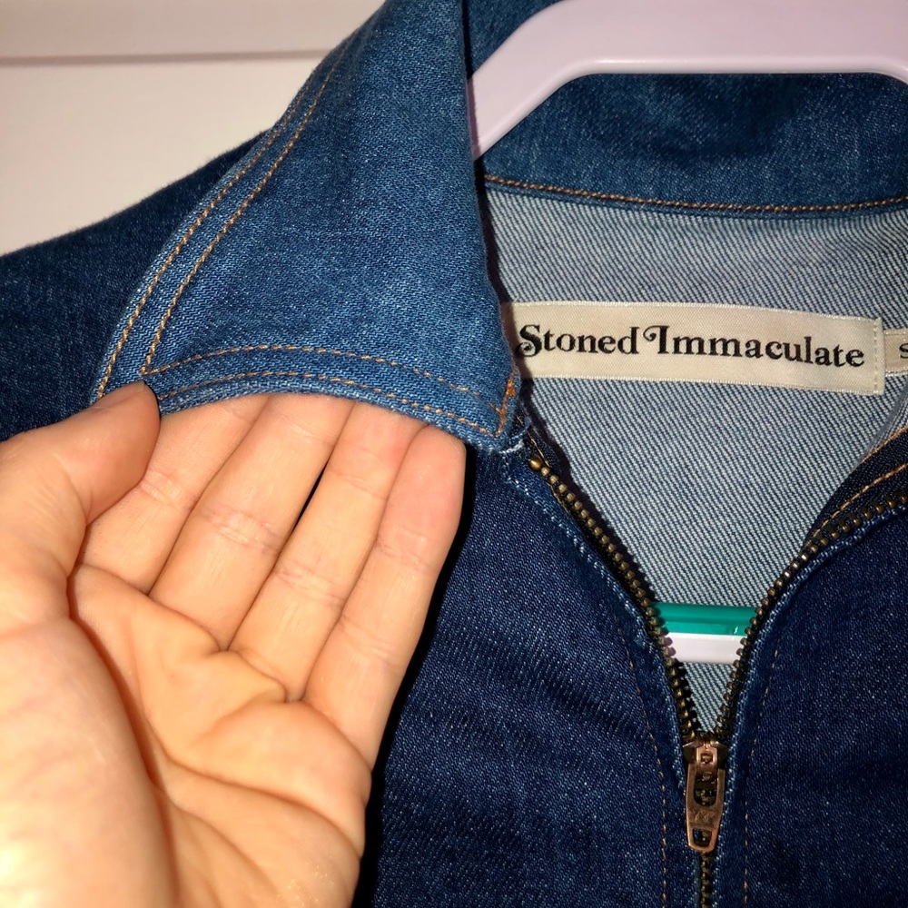Stoned Immaculate Dark Blue Denim Zip Romper with Belt - Picture 7 of 8